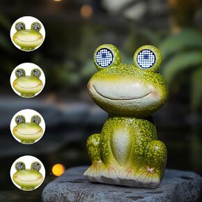 MININOVA Funny Frog Garden Statues with Solar Move Eyes Resin Outdoor Decorations Yard Art Home Decor Funny Gag Gift for Adults Father Kids