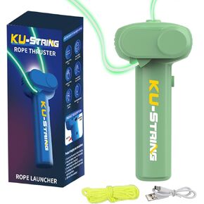 Glow in The Dark String Shooter Toy, Portable Rope Launcher, Outdoor Fidget Toy Flying a Glowing KU Loop in The Air for Endless Tricks, Perfect STEM Gift for Kids & Adults（Green）
