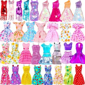 10 Sets Doll Clothes Fashion Floral Dresses Short Sequined Clothing Slip Dresses Skirt Casual Outfits for 11.5 inch Girl Dolls (NO Doll)