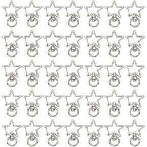 PATIKIL Swivel Lobster Clasp, 50 Pcs Star Shape Swivel Clasp Hooks Metal Snap Clips Lanyard Claw Clasps Key Chain Making Kit for DIY Crafts Purse Bag Connector Hardware, Silver Tone