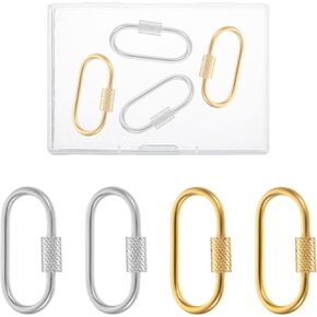 4 Pcs Screw Lock Small Locking Stainless Steel Locking Keychain Key Ring Metal Keychain Clip Hook Quick Link for Jewelry Making Handbag DIY Accessory