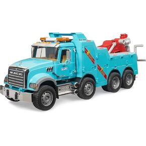 Bruder 02831 Mack Granite Heavy Rescue Wrecker Tow Truck with Light & Sound Module | Realistic Recovery Vehicle Toy for Indoor & Outdoor Play