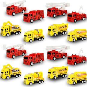 16 Pack Mini Fire Truck Pull Back Cars Vehicle Toys Small Construction Truck Model Pull Back Vehicles for Kids Party Favors Birthday Gift Classroom Prize