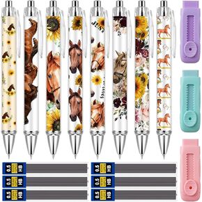 Kawaii Mechanical Pencil Set 8 Pcs Corgi Mechanical Pencil 0.5mm with 3 Pcs Erasers 72 Pcs Lead Refills Cute Pencils for Writing Journaling School Gift