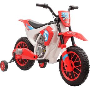 Aosom 12V Kids Motorcycle, Electric Motor Bike, Battery-Powered Ride-On Toy with Charging Battery, Training Wheels, Red