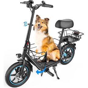 Gyroor C1 Plus Electric Scooter for Adults with Seat & Pet Basket - 30 Miles Range 650W Motor 48V 13.5Ah Battery 18.6MPH 14" Pneumatic Tires Foldable Design Dual Shock Absorbers 300lbs Capacity