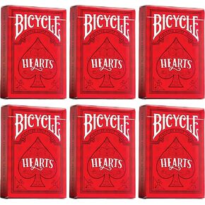 أوراق لعب الدراجات 6 Deck Rider Back Red Hearts Collector's Bundle | 6 طوابق تلعب الورق مع البطاقات والقواعد المميزة للعبة القلوب.