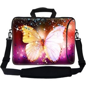 Meffort Inc 17 Inch Neoprene Laptop Bag with Extra Side Pocket, Soft Carrying Handle & Removable Shoulder Strap Fit 16" to 17.3" Size - Blue Dragon