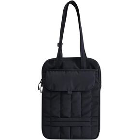 15.6 Inch Laptop Shoulder Bag, Vertical Puffy Laptop Sleeve for MacBook Pro/Air M4/M3/M2/M1 (2024-2019), iPad Pro/Air/Mini, Handle Carrying Case with Luggage Strap (Black)