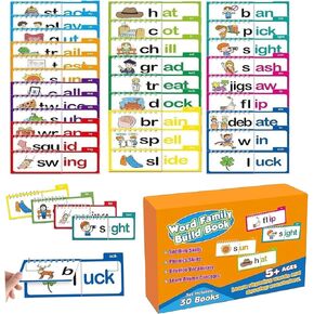 Word Family Flip Books, 30 Read and Rhyme Flip Book, ABC Vocabulary Games, A Vocabulary Flash Cards for Children to Develop Words