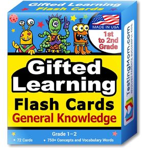 Gifted Learning Flash Cards – General Knowledge for 1st - 2nd Grade – Gifted and Talented Educational Toy for CogAT Test, Iowa Test (ITBS), OLSAT, NYC Gifted, WPPSI, AABL, & More