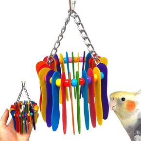 Bonka Bird Toys 1401 Spoon Circle Colorful Chew Parrotlet Beak Cockatiel Budgie Finch Parakeet Lovebird Quaker