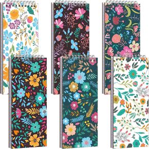 6 Pcs Reporters Notebook, 8.4 x 3.75 Inch Top Bound Spiral Shopping List Notepads Hardcover Skinny Notepads for Work, Shopping List and Class(Retro)