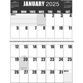 Jumbo Large Print 2025 High Contrast Wall Calendar | Heavy Paper | 13-Months, January 2025 to January 2026 | 17" wide X 22" in length when open.