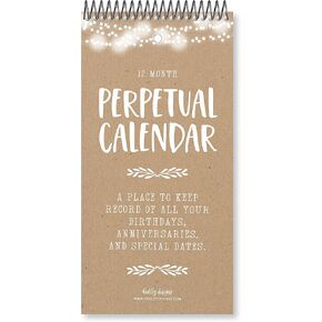 Hadley Designs Rustic Perpetual Birthday, Anniversary, Special Event Reminder Calendar Book Journal for Important Family Date Day Remembrance Wall Hanging, Bday Birthdate Gift Card Planner Organizer