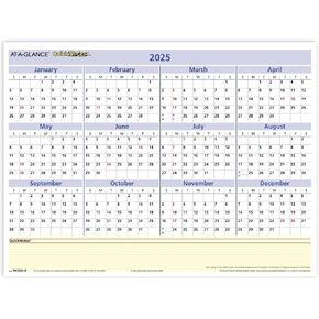 AT-A-GLANCE 2025 Erasable Calendar, Dry Erase Wall Planner, 16" x 12", Medium, Reversible, QuickNotes (PM550B2825)