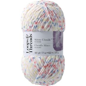 Skinny Chenille Multi Yarn by Loops & Threads - Yarn for Knitting, Crochet, Weaving, and Arts & Crafts - Beetle Multi, Polyester, 7.7 oz