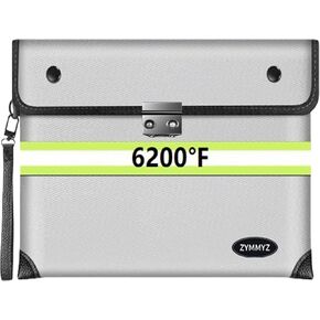 Upgraded Insulated Fire Proof Money Bag for Cash,6200℉ Fireproof and Waterproof Document Pouch with Water Resistant Zipper,Fireproof Envelopes for Important Documents,Valuables
