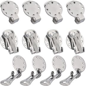 SUNNYCLUE 30Pcs Round Earring Clips Clip On Earrings Findings Circle Flat Back Tray Silver Non-Pierced Earring Converters Settings with Holes for Earring Backs Findings Women Adults Jewelry Supplies