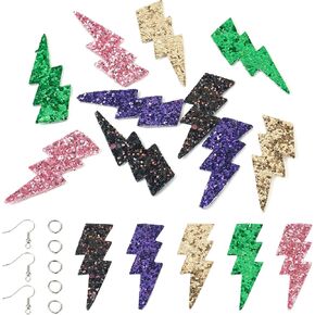 FASHEWELRY 18Pcs Pink Imitation Teardrop Leather Earring Making Kit Glitter Faux Leather Love Heart Pendant Earrings Blank with Jump Rings Earrings Hooks for DIY Women Earring Jewelry