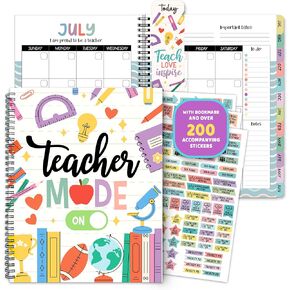 Decorably 12 Months Weekly and Monthly Teacher Planner Undated, 8.5x11inch Spring-Bound Undated Teacher Planner with Contacts and Schedule Page, Communication Logs, and Classroom Planning