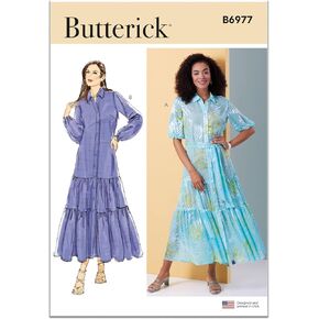 Butterick Easy-to-Make Misses' Sash and Loose-Fitting Tiered Hem Dres Sewing Pattern Packet, Design Code B6977, Sizes 6-8-10-12-14, Multicolor