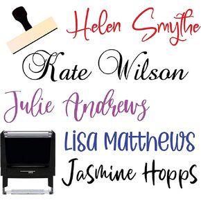 Custom Name Signature Stamp - 10 Font Options Self-Inking 1 or 2 Line Stamper with Personalized Script Calligraphy Thank You Handmade Stamp (Name Stamp)