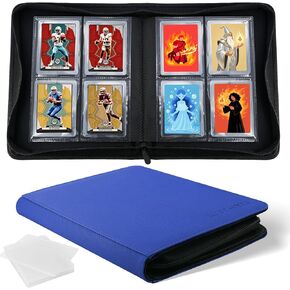 WITHYU Toploader Binder Holds 160 Top Loaders, 4 Pocket Ringless Card Holder for 3" x 4" Rigid Cards, Trading Card Album with 8 Toploaders for Sports, TCG, MTG (Pink)