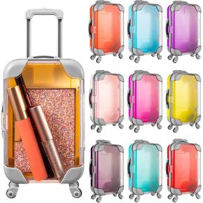 Mini Suitcase Party Favor Box, 8.66 x 3.54 x 1.77 Inches Plastic Mini Luggage Party Favor Box, 10 Colors Doll Suitcase for Birthday Wedding Travel Bachelorette Party Jewelry False Eyelashes Storage