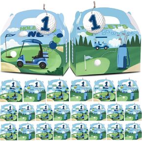 HAPPARTY 24 Set Golf Hole In One Goodie Treat Gift Boxes with Thank You Tags for Golf 1st Birthday Party Favor Decorations Supplies