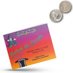 Ted's Sterling Magic Genuine US Double Sided Half Dollar Coins with Instructions for Magic Tricks (2 Coins, 1 Double Heads and 1 Double Tails)
