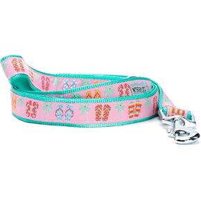 The Worthy Dog Flip Flops Pattern Dog Leash 5ft Stylish Blue/Pink, Comfortable Durable Nylon Fits Small, Medium, Large Dogs, Fun Outdoor Puppy Walking Accessory-Large