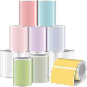 Ctosree 12 Rolls Printer Labels Adhesive Thermal Paper Waterproof Thermal Label Stickers Compatible with Phomemo M110 M221 M220 M120 M200 M110s Printer(Rainbow Colors,1.18 x 1.57 Inch)