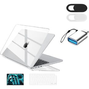 EooCoo Compatible with MacBook Air 15" Case & Keyboard Skin & Camera Cover & Type C Adapter & Screen Protector