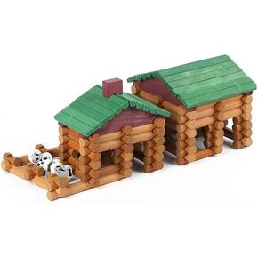 Wondertoys 170 Pieces Wood Logs Set Ages 3+, Classic Building Log Toys for Boy, Creative Construction Engineering Educational Gifts