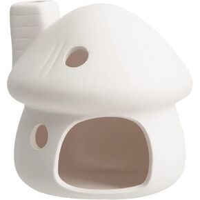 AnRui Natural Fish Tank Decortation Cute Mushroom Ceramic Aquarium Decor Small House Betta Cave Hideout Ornament Accessories for Small Fish, Shrimp, White