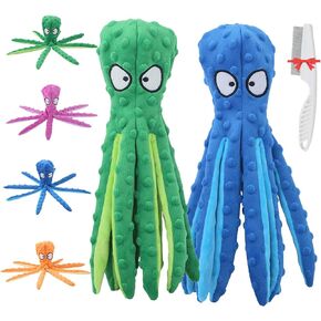 لعبة Whisker Spot Octopus Toy ، لعبة Whiskerspot Octopus Dog Dog ، صديقها الأخطبوط ، الحشوة ، لا حذر من لعبة Octopus Octopus Cogs ، ألعاب كلب صاخبة للجرو (الأزرق)