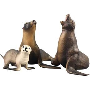 Toyvian 3pcs Sea Lion Model Plastic Sea Lion Model Marine Organism Decorations