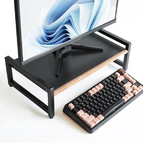 Monitor Riser,Monitor Stand for Desk -Metal Computer Riser with Solid Wood Decorative Strips.Desk Storage for Office, Home (no Storage)