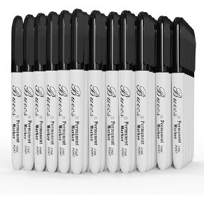 Permanent Markers, 60 Count Black Permanent Markers, Fine Point, Waterproof & Smear Proof Markers, Quick Drying, Office Supplies for School, Office, Home