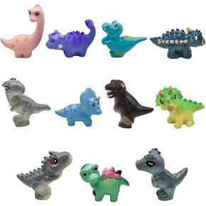 11Pcs Mini Resin Dinosaur Figurines Cartoon Miniature Triceratops T-rex Figures Jurassic Animal Cake Toppers for DIY Micro Landscapes Terrarium Fairy Garden Easter Egg Birthday Gift