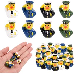 40pcs Mini Veteran Tribute Ducks, Resin Miniature Military Soldier Ducks Small Tiny Funny Uniform Toys Practical Decoration Accessories for Micro Landscape Garden Home Car Party