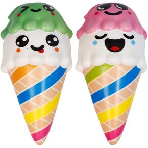 Anboor 2pcs Squishies Set Toys Squeeze Ice Cream Kawaii Slow Rising Scented Kid Toys Cute Food Collect Halloween Ideas