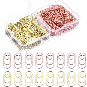 simarro 160 PCS Small Gold Paper Clips, Cute Rose Gold Heart Paper Clips Mini Paperclips Wedding Invitation Accessories of Office School Document Note Sorting and Organizing