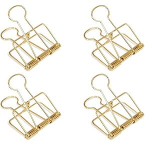 4Pcs Golden Hollow Out Long Tail Wire Binder Clips Paper Binder Clip Large Binder and Paper Clips, Clamps and Rings for Paperwork, Sewing, Crafts, Office School Supplies, Food Packages (51mm)
