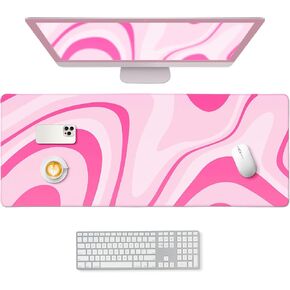 Large Mouse Pad, Pink Cute Desk Mat with Non-Slip Base, 3mm Thick Computer Desk Pad for Women Girls, Keyboard Pad Long Gaming Mouse Pads for Desk Office Home, 31.5×11.8inch (Persian Style)