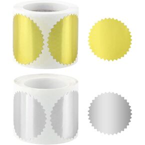 Stickers 2" Round Labels Silver Foil Blank Stickers Silver Seals for Package,Self Adhesive Envelope Seal(Gold and Silver)