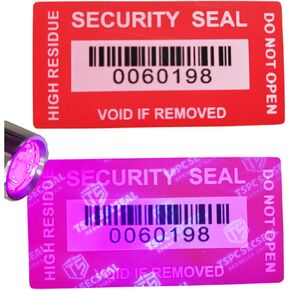 100pcs 25X90mm Fluorescent Mark Total Transfer Security Tamper Evident Anti Counterfeit Tamper Proof Stickers Labels Seals (1 x 3.54 Inches QRCode,Matte Red)