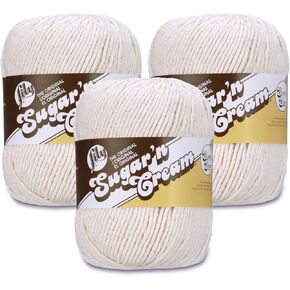 Lily Super Size Ecru Yarn - 3 Pack of 113g/4oz - 100% Cotton - #4 Worsted (Medium) - 190 Yards - Knitting/Crochet