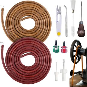 2pcs Sewing Machine Belt,Sewing Machine Belt Replacement with Old Sewing Machine Parts Accessories Clean Set,Treadle Sewing Machine Belt with Hook